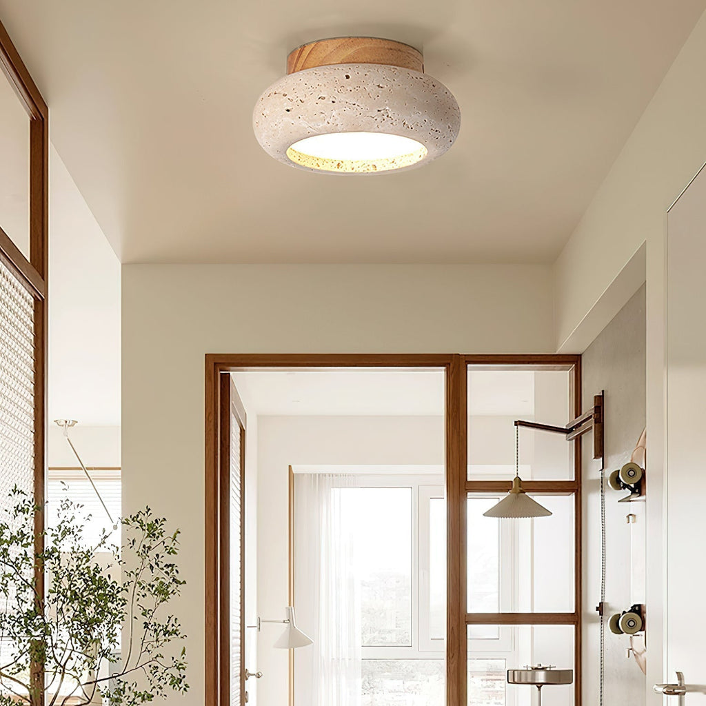 Ceiling Light with Stone Panel