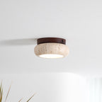 Ceiling Light with Stone Panel