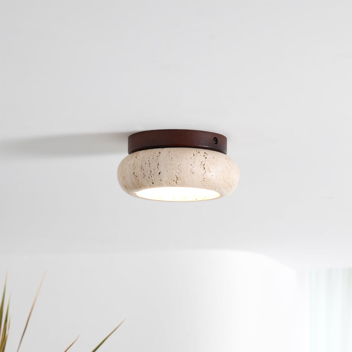 Ceiling Light with Stone Panel