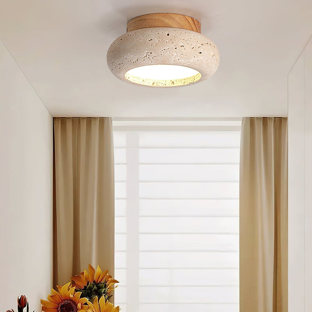 Ceiling Light with Stone Panel