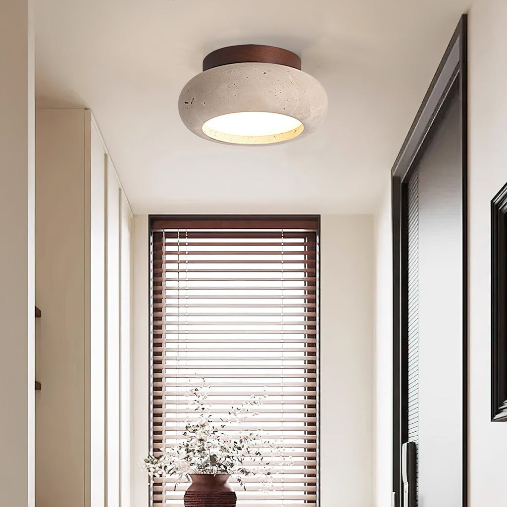 Ceiling Light with Stone Panel