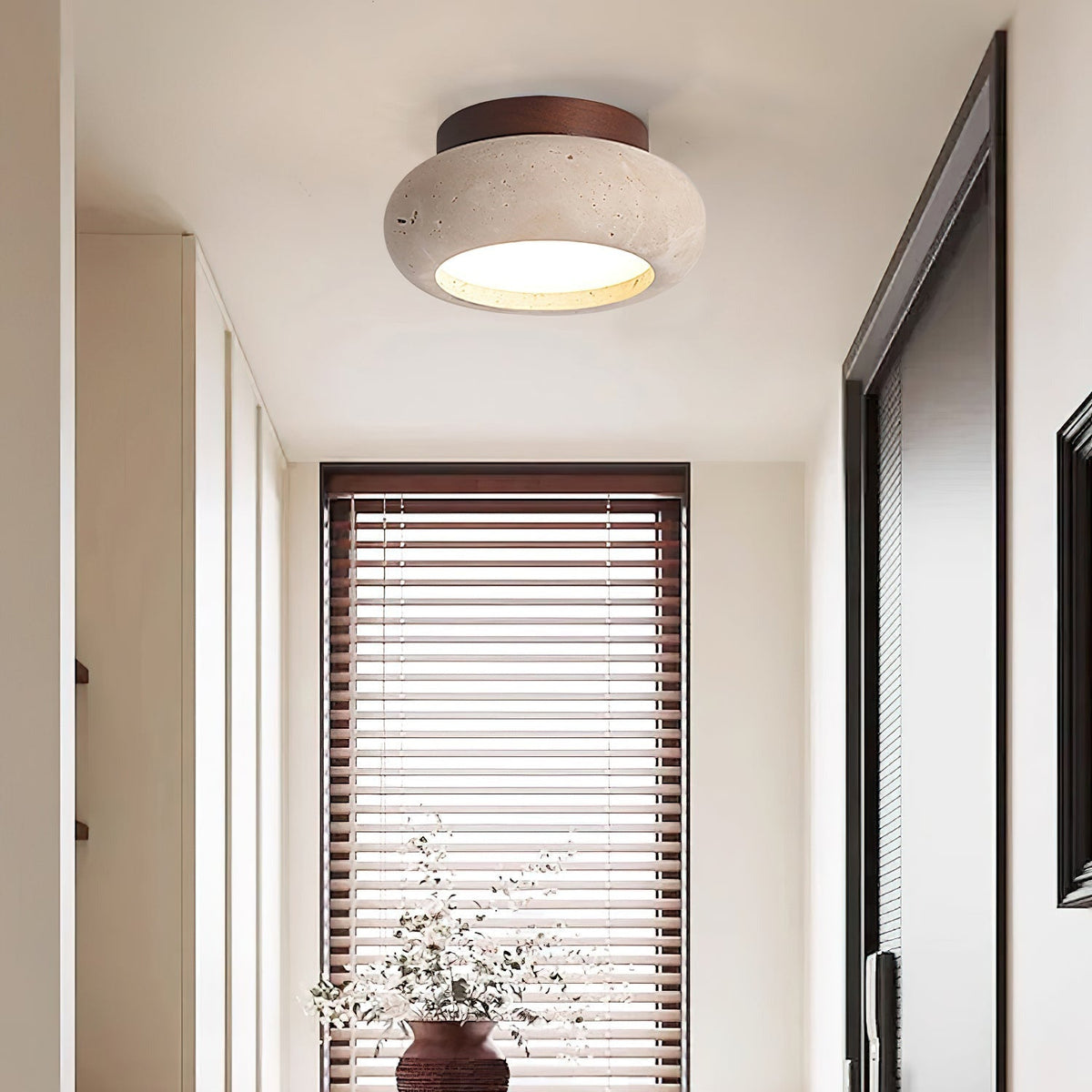 Ceiling Light with Stone Panel