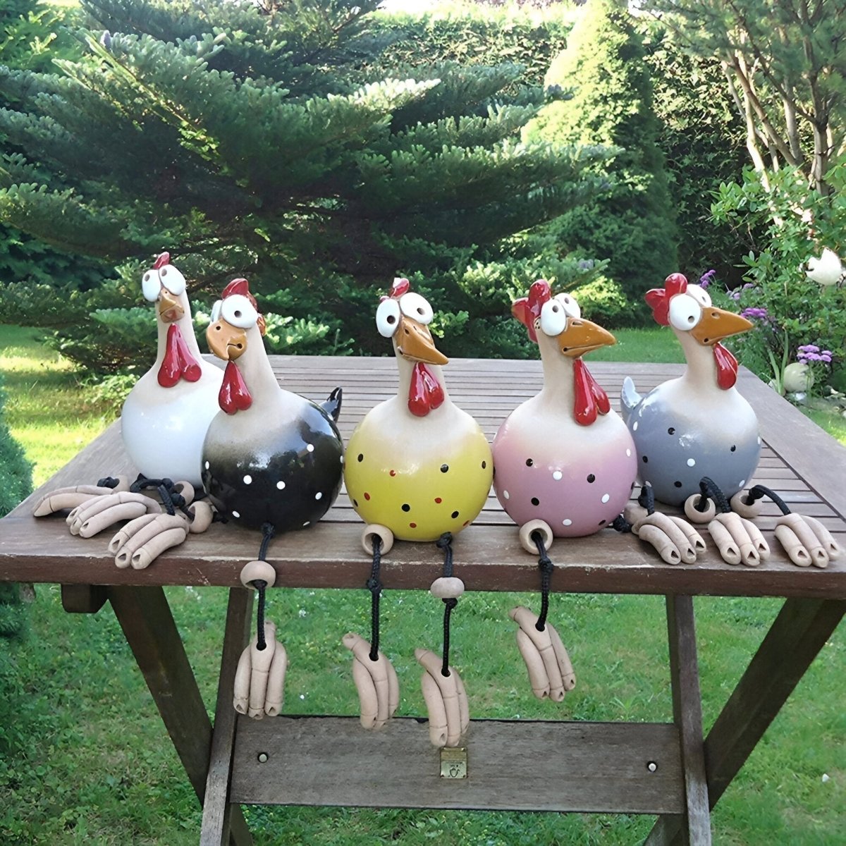 Chicken Statue with Oversized Eyes