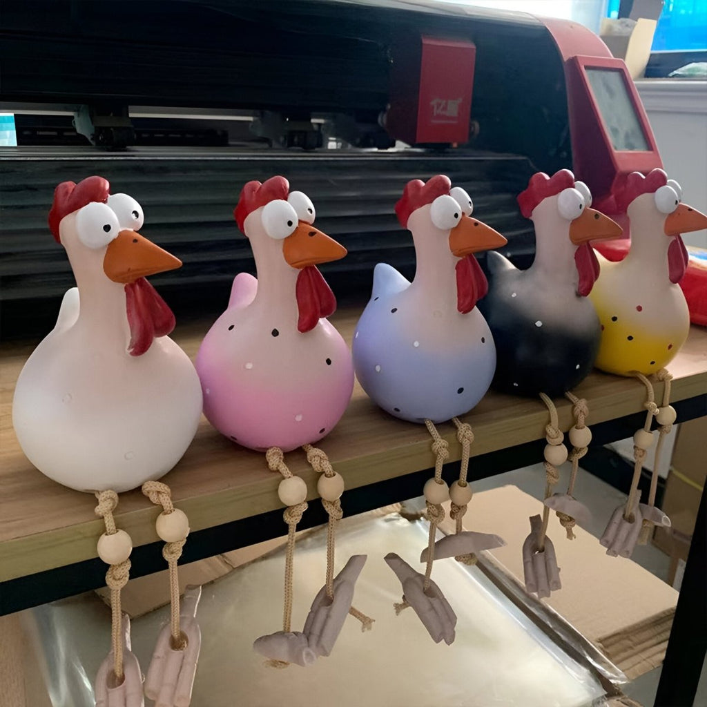 Chicken Statue with Oversized Eyes