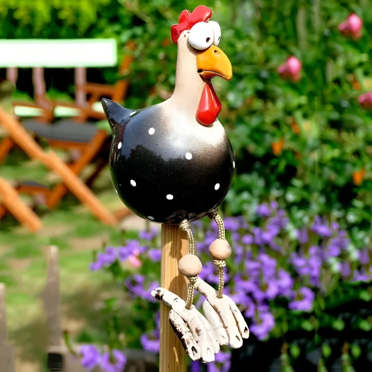 Chicken Statue with Oversized Eyes
