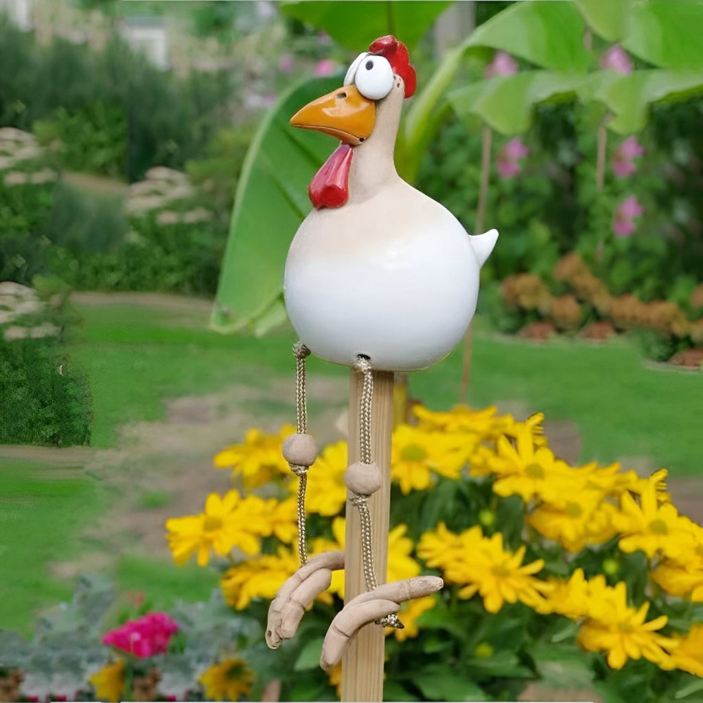 Chicken Statue with Oversized Eyes