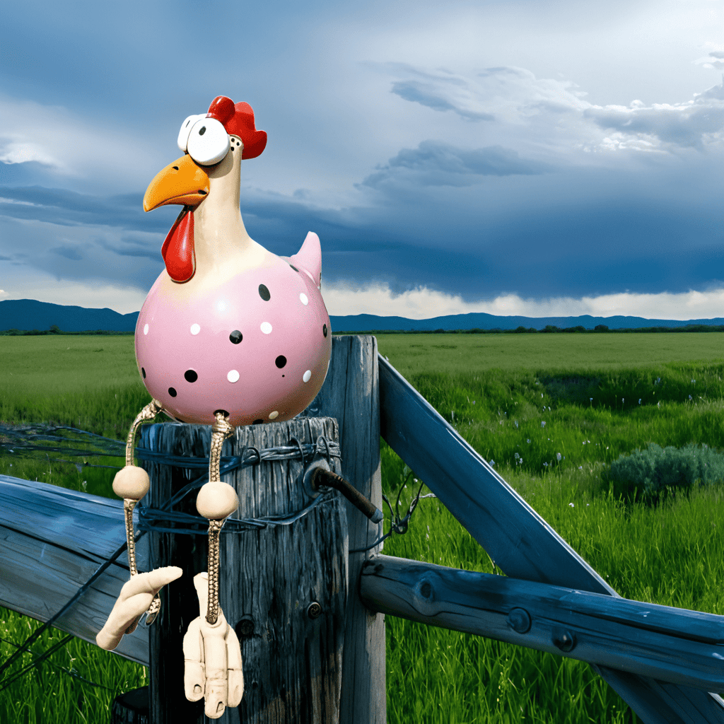 Chicken Statue with Oversized Eyes