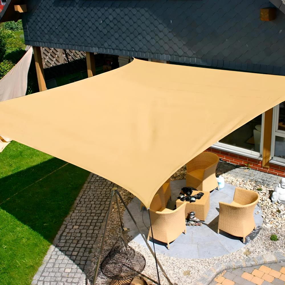Rectangular Sunshade with Corner Rope Attachments