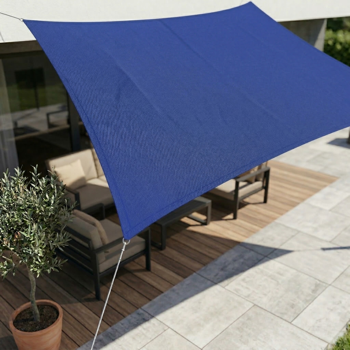 Rectangular Sunshade with Corner Rope Attachments