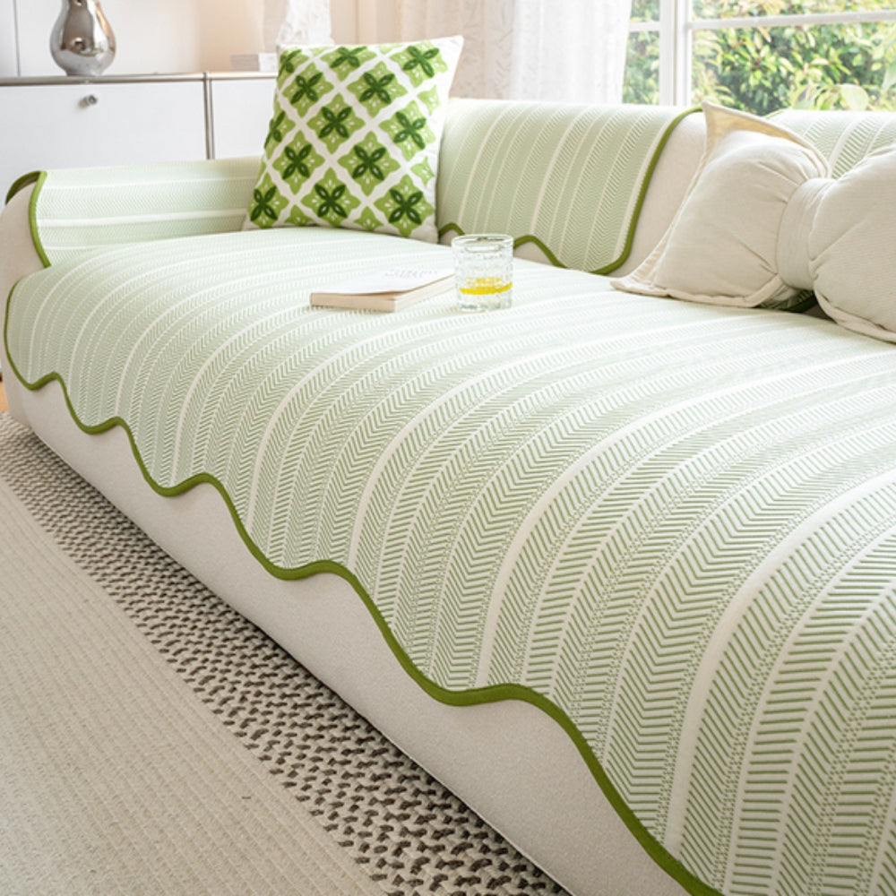 Sofa Cover with Herringbone Pattern