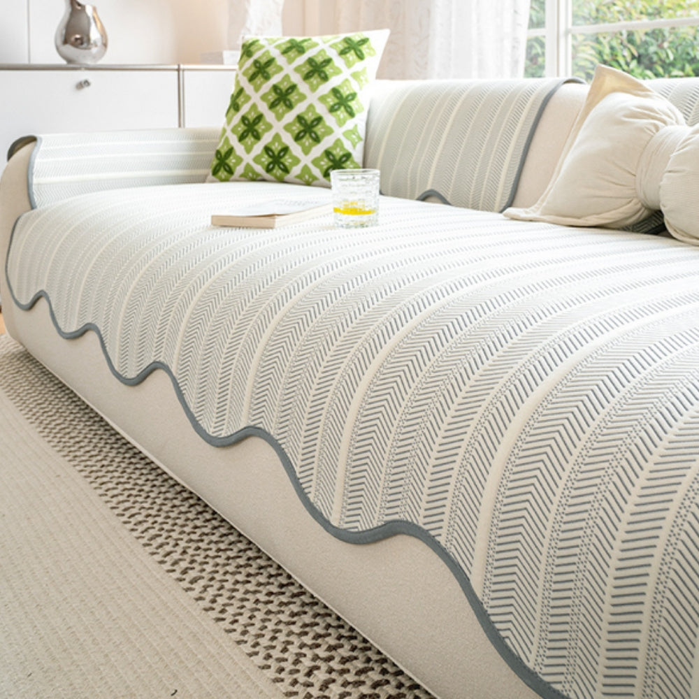 Sofa Cover with Herringbone Pattern