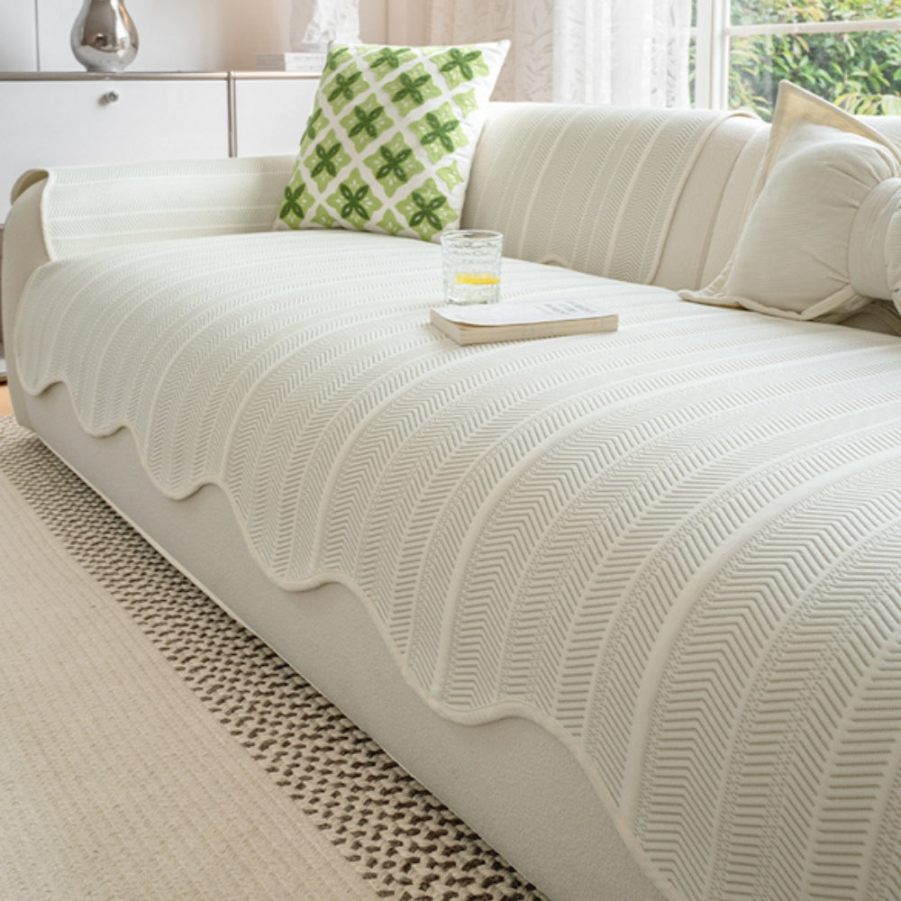 Sofa Cover with Herringbone Pattern