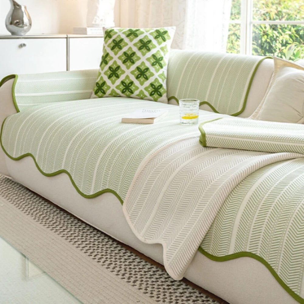 Sofa Cover with Herringbone Pattern
