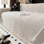 Sofa Cover with Herringbone Weave