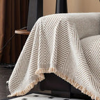 Sofa Cover with Herringbone Weave