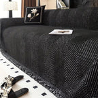 Sofa Cover with Herringbone Weave