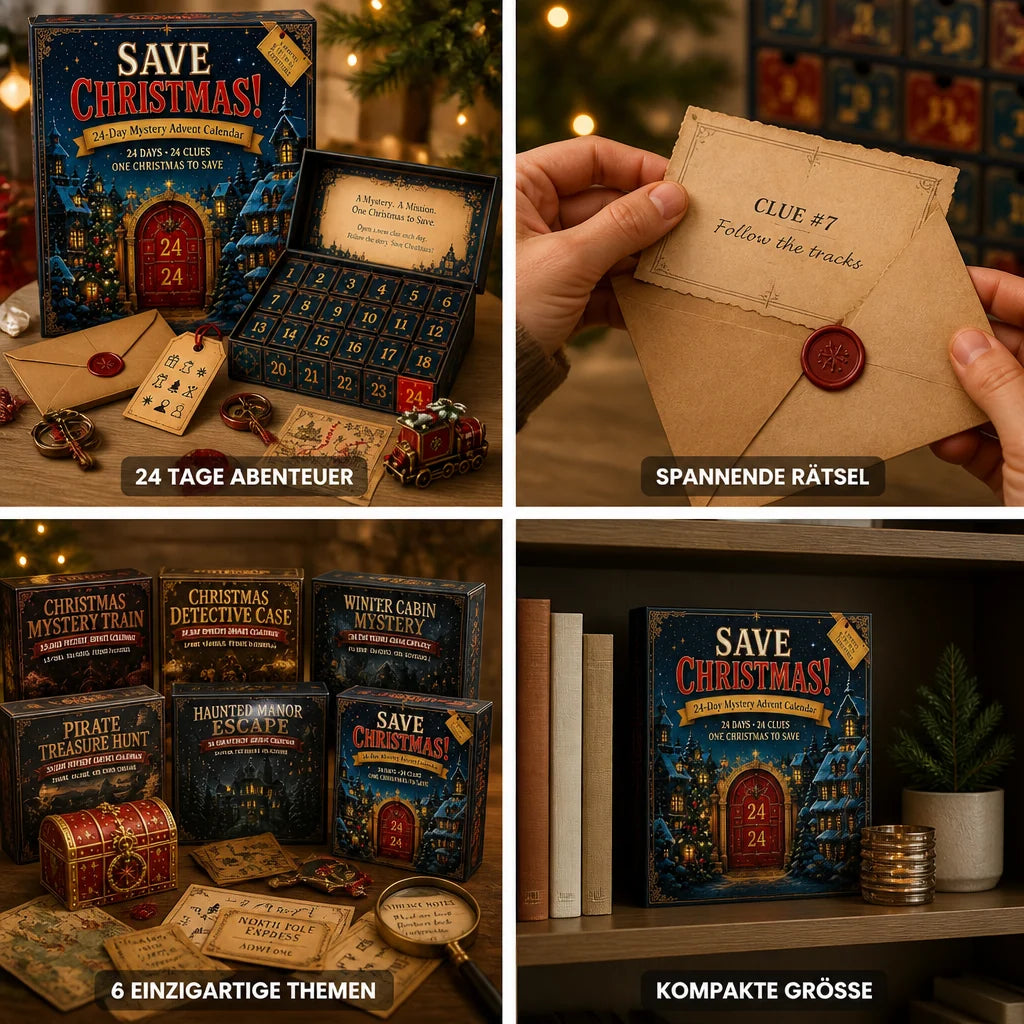 Advent Calendar | Escape Room Puzzles & 6 Mystery Themes | 24-Day Challenge