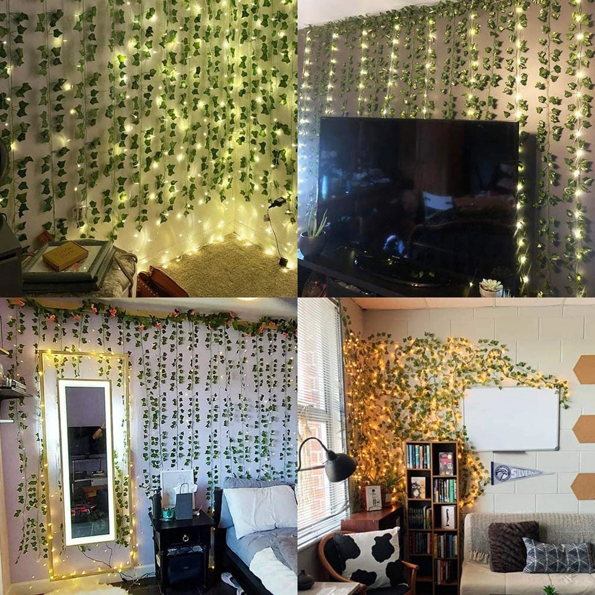 Artificial Ivy Garland | Maintenance-Free Indoor & Outdoor Decor | Set of 12