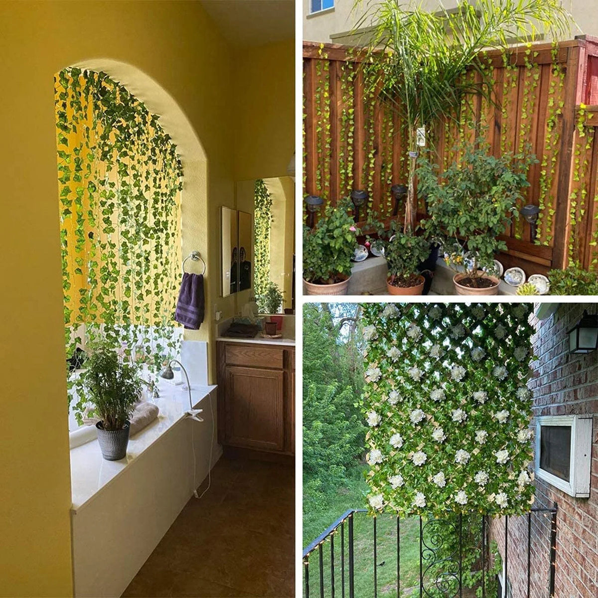 Artificial Ivy Garland | Maintenance-Free Indoor & Outdoor Decor | Set of 12