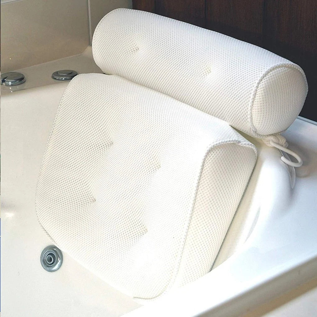Bath Pillow | Ergonomic Neck Support & Breathable 3D Mesh | Quick-Drying.