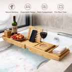 Bathtub Caddy Tray | Adjustable Bamboo | Multi-Purpose