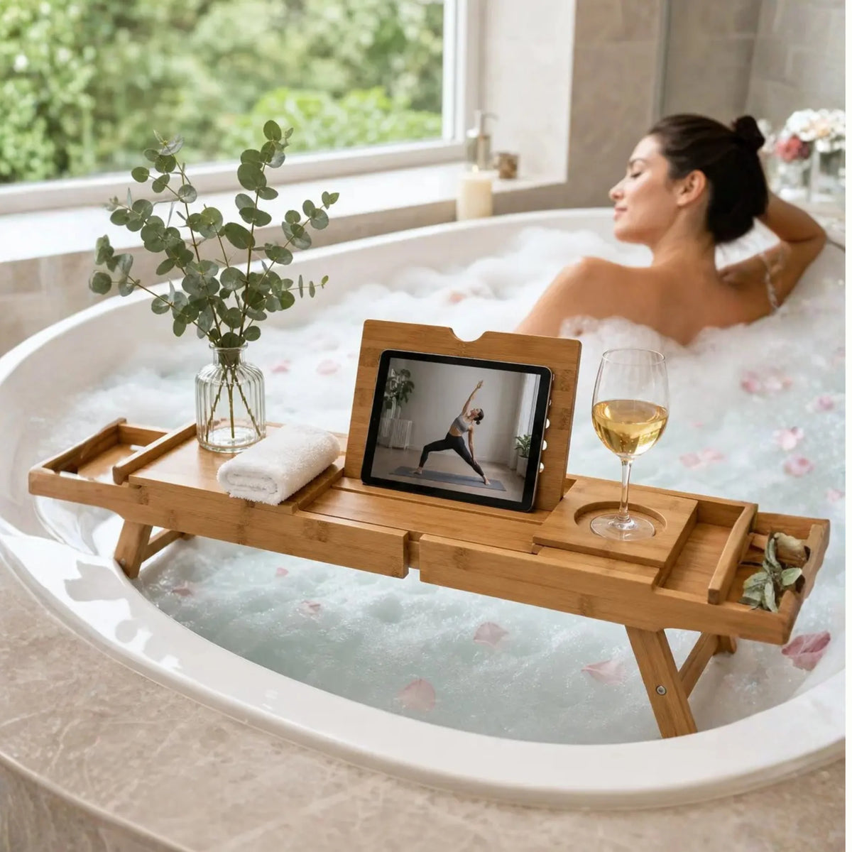Bathtub Caddy Tray | Adjustable Bamboo | Multi-Purpose