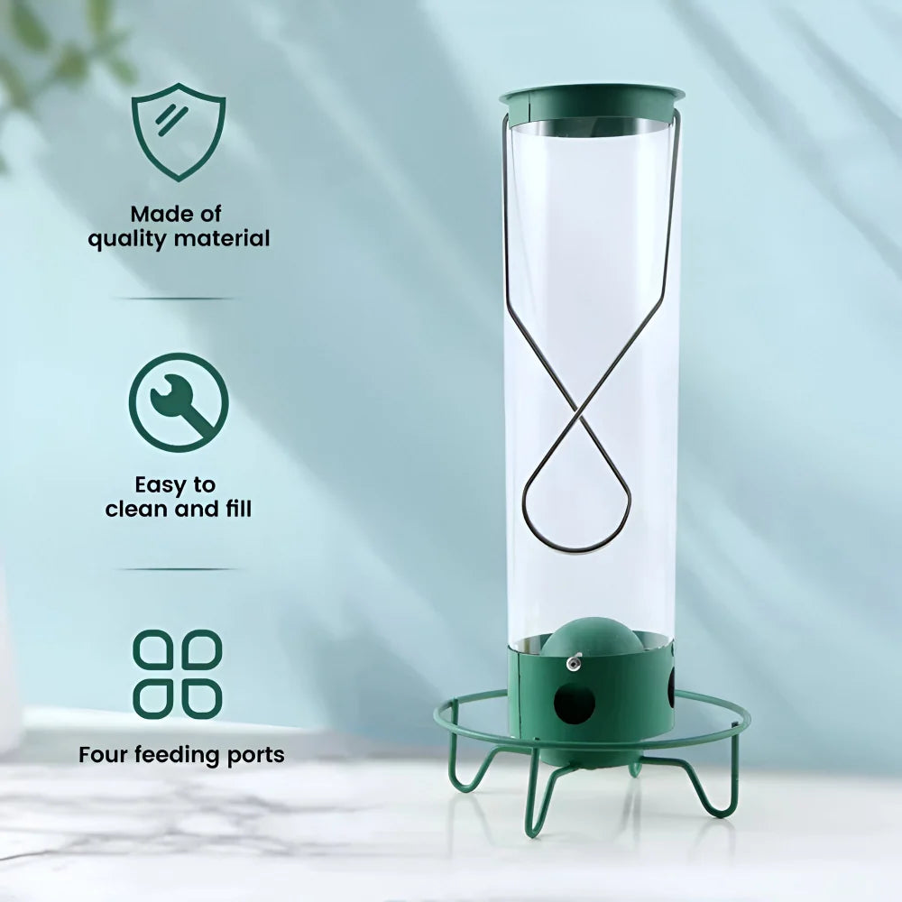 Bird Feeder | Squirrel-Proof Rotating Perch & 4 Feeding Ports