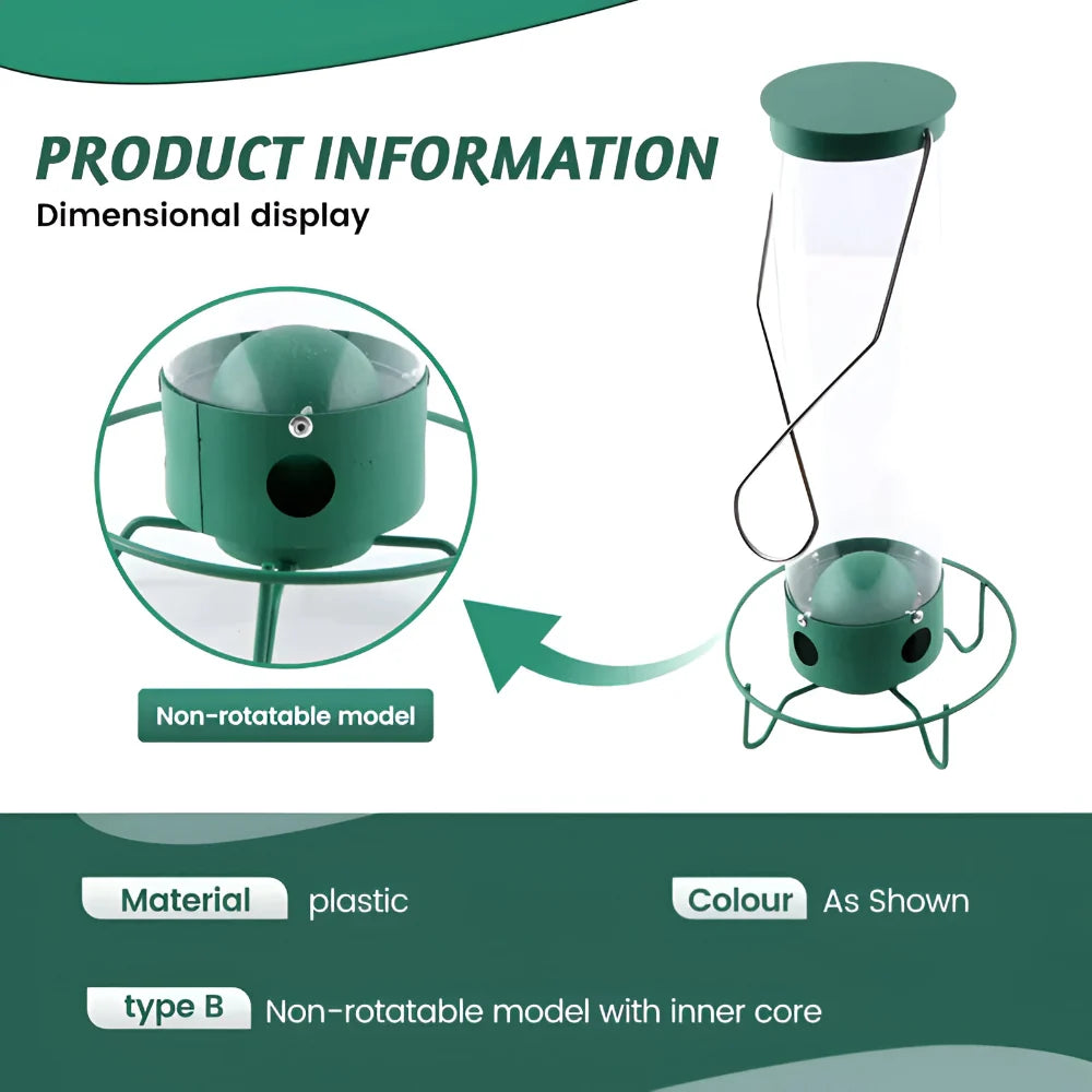 Bird Feeder | Squirrel-Proof Rotating Perch & 4 Feeding Ports