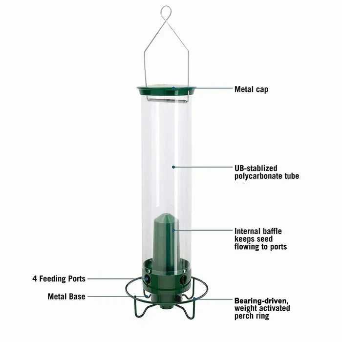 Bird Feeder | Squirrel-Proof Weight-Activated Perch | 5 lb Capacity