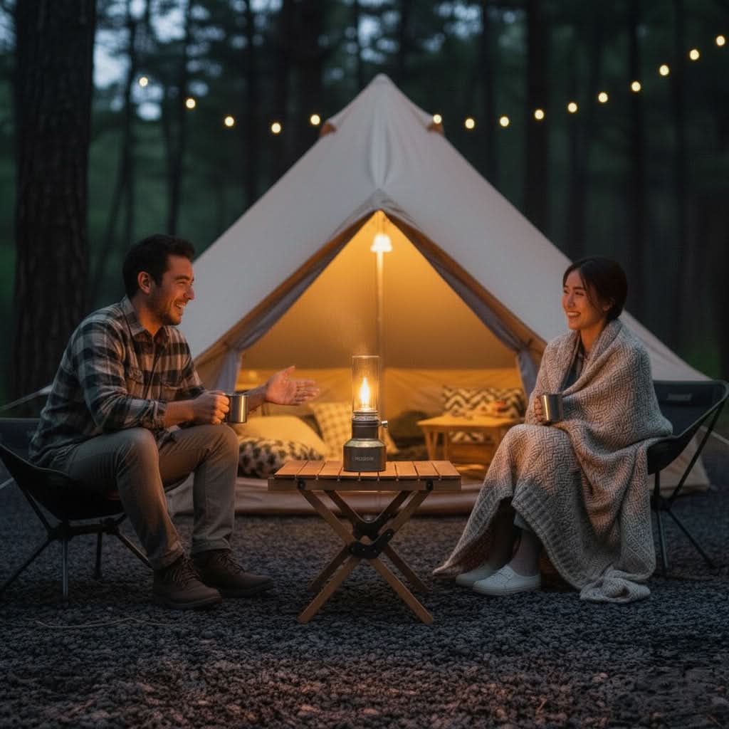 Camping Lantern | Butane-Powered Adjustable Flame | Wind-Resistant
