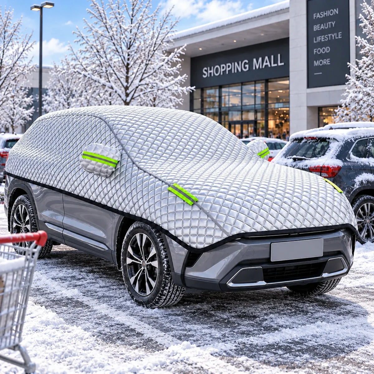 Car Cover | Full-Vehicle Winter Protection | 10 Elastic Straps