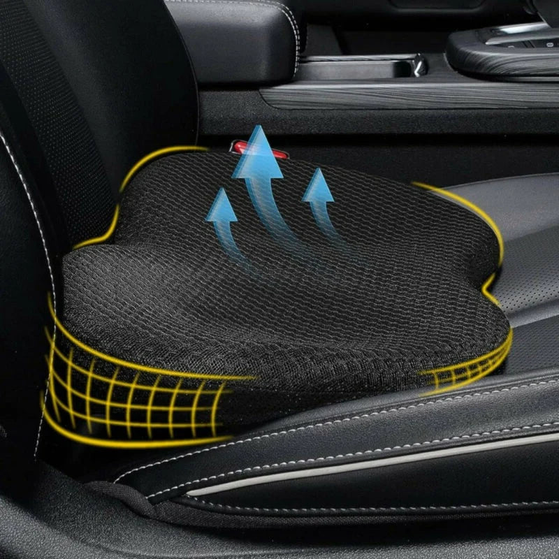 Car Seat Cushion | Ergonomic Memory Foam & Removable Breathable Cover | 3.5 in Lift