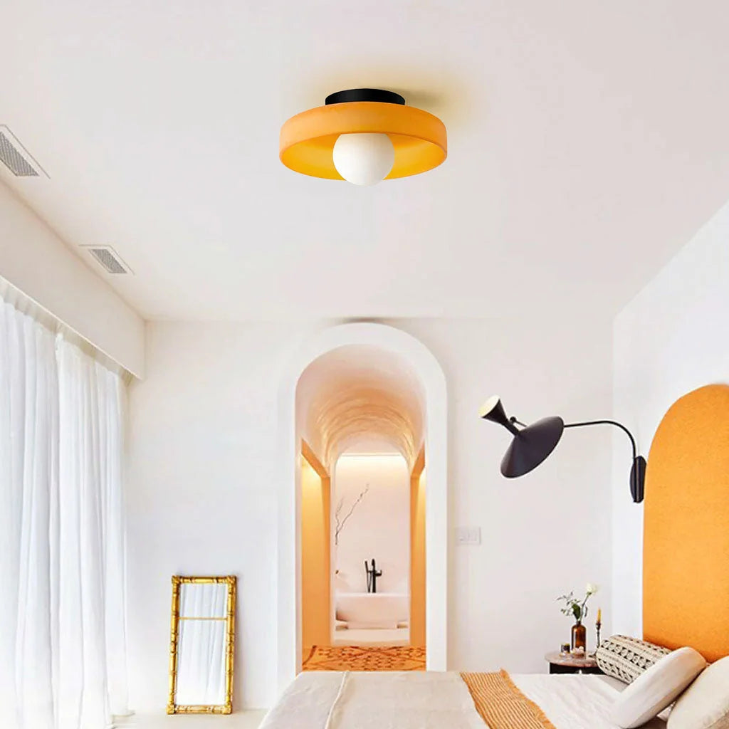 Ceiling Light | Glass & Metal Disc | Ceiling or Wall Mount