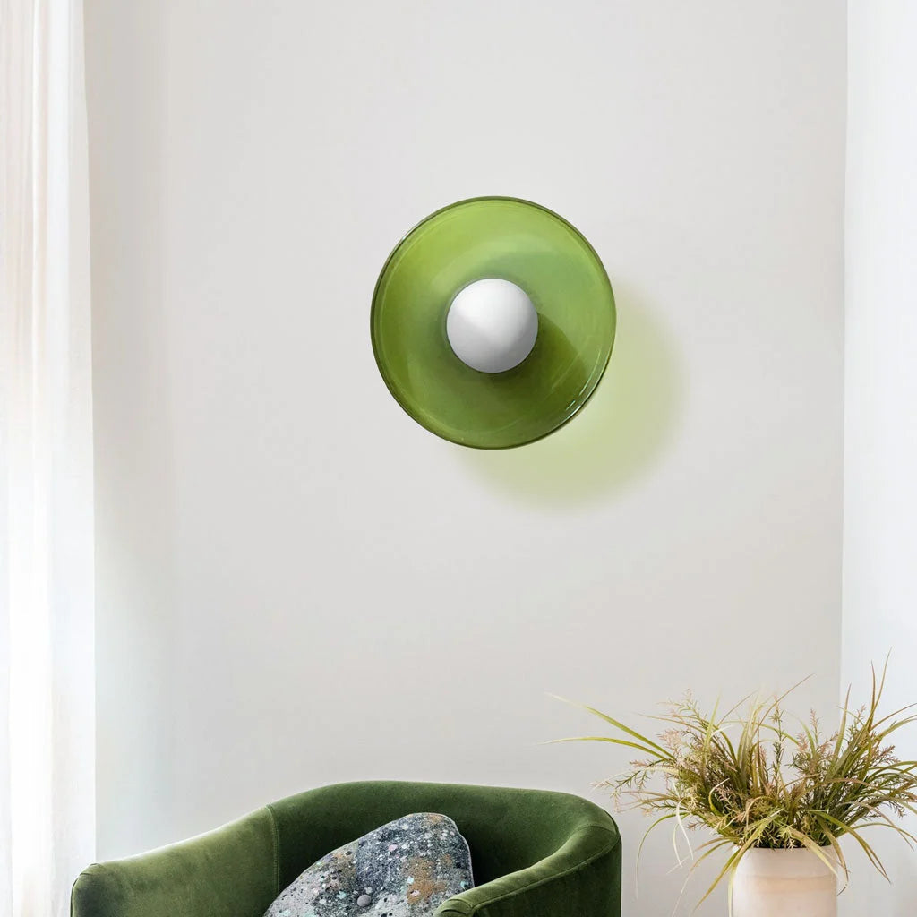 Ceiling Light | Glass & Metal Disc | Ceiling or Wall Mount