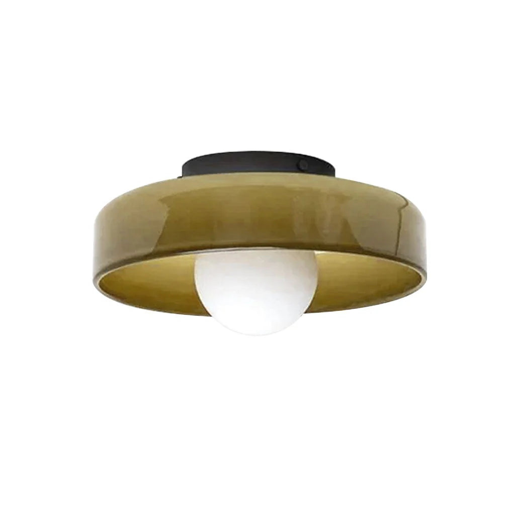 Ceiling Light | Glass & Metal Disc | Ceiling or Wall Mount