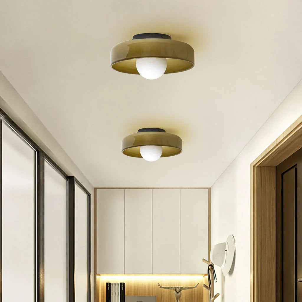 Ceiling Light | Glass & Metal Disc | Ceiling or Wall Mount