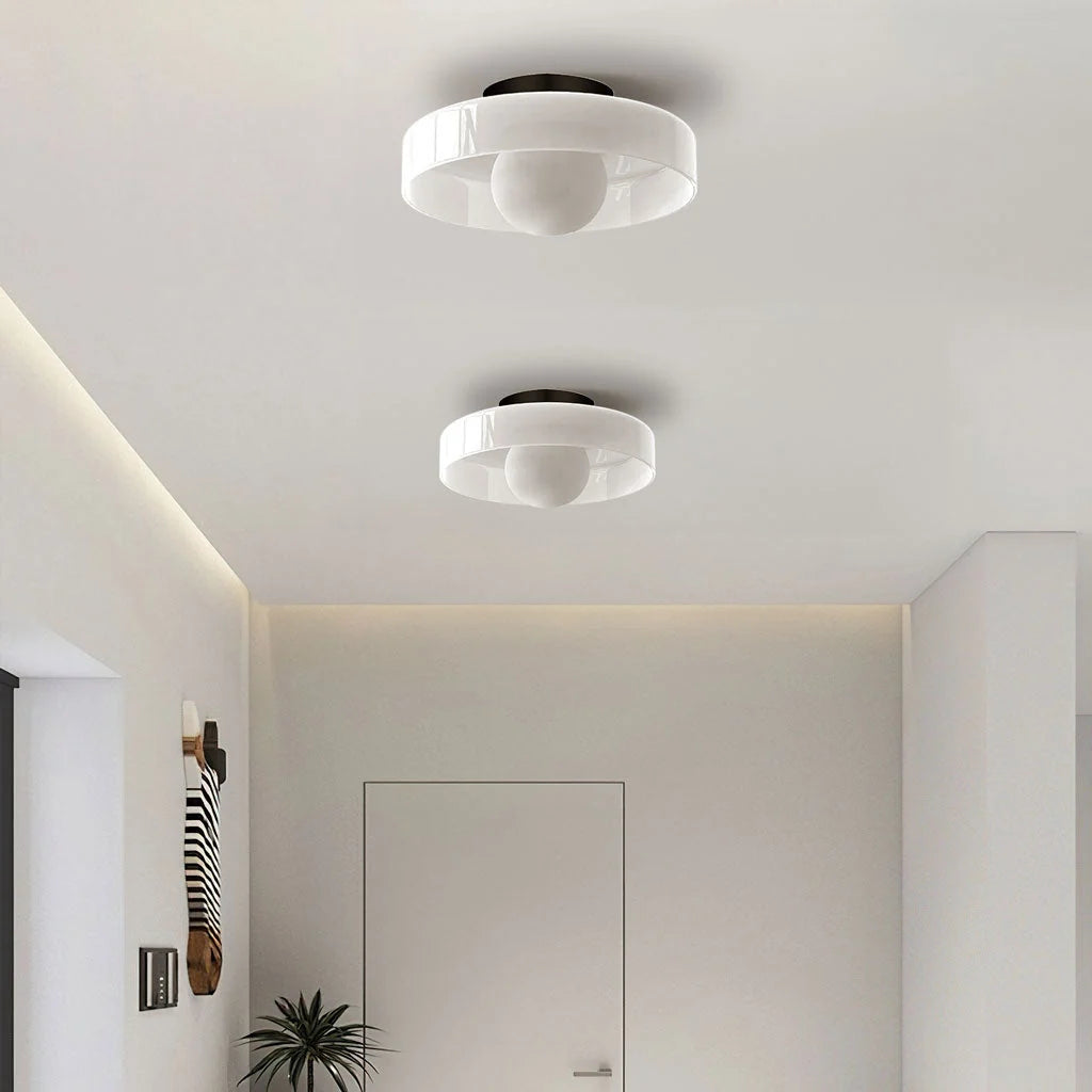 Ceiling Light | Glass & Metal Disc | Ceiling or Wall Mount