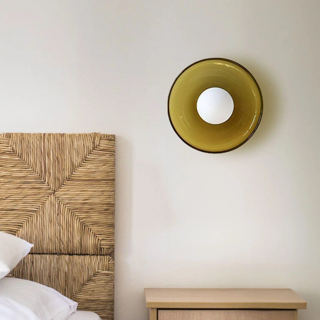 Ceiling Light | Glass & Metal Disc | Ceiling or Wall Mount