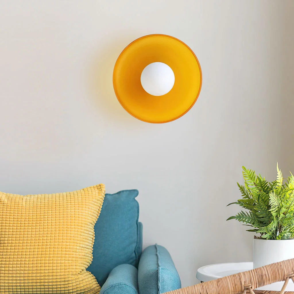 Ceiling Light | Glass & Metal Disc | Ceiling or Wall Mount
