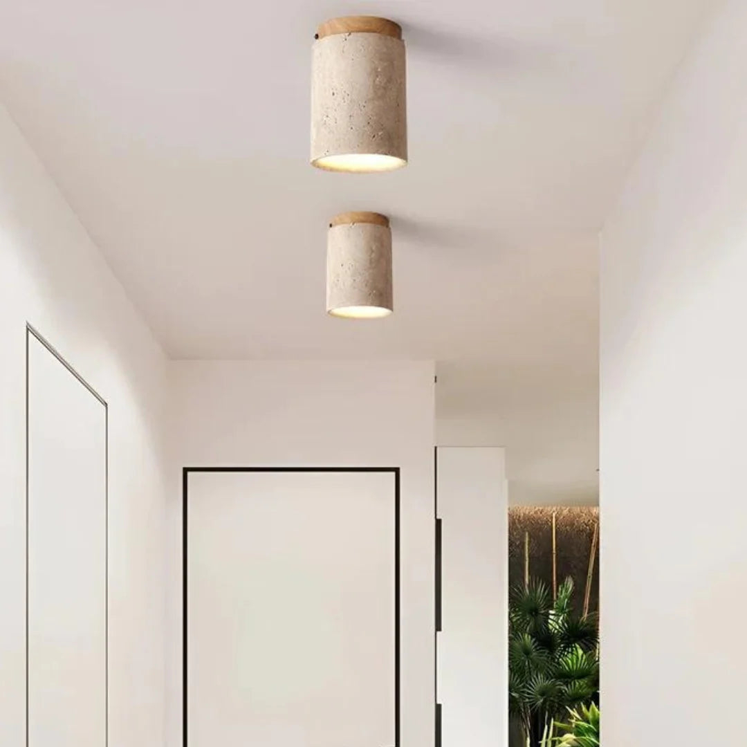Ceiling Light | Travertine Wabi-Sabi Design | LED Lighting