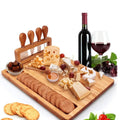 Cheese Board Set | Bamboo With Integrated Knife Storage | Includes 4 Knives