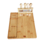 Cheese Board Set | Bamboo With Integrated Knife Storage | Includes 4 Knives