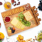 Cheese Board Set | Bamboo With Integrated Knife Storage | Includes 4 Knives