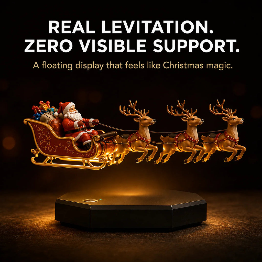 Christmas Decoration | Magnetic Levitation & Warm Lighting | Santa Sleigh With 4 Reindeer