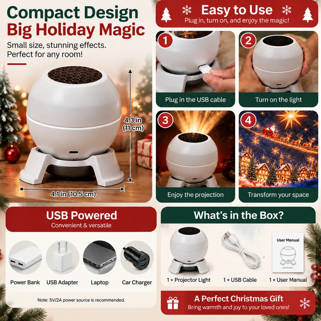 Christmas Projector | LED Festive Projections & USB Powered