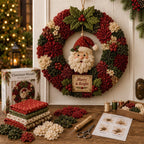 Christmas Wreath Craft Kit | 3D Fabric Flowers & No-Sew Pinning | 30 cm