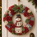 Christmas Wreath Craft Kit | No-Sew 3D Fabric Flowers | 30 × 30 cm