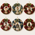 Christmas Wreath Craft Kit | No-Sew 3D Fabric Flowers | 30 × 30 cm