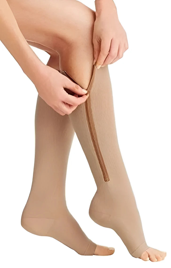 Compression Socks | Zippered Graduated 20–30 mmHg | Open Toe