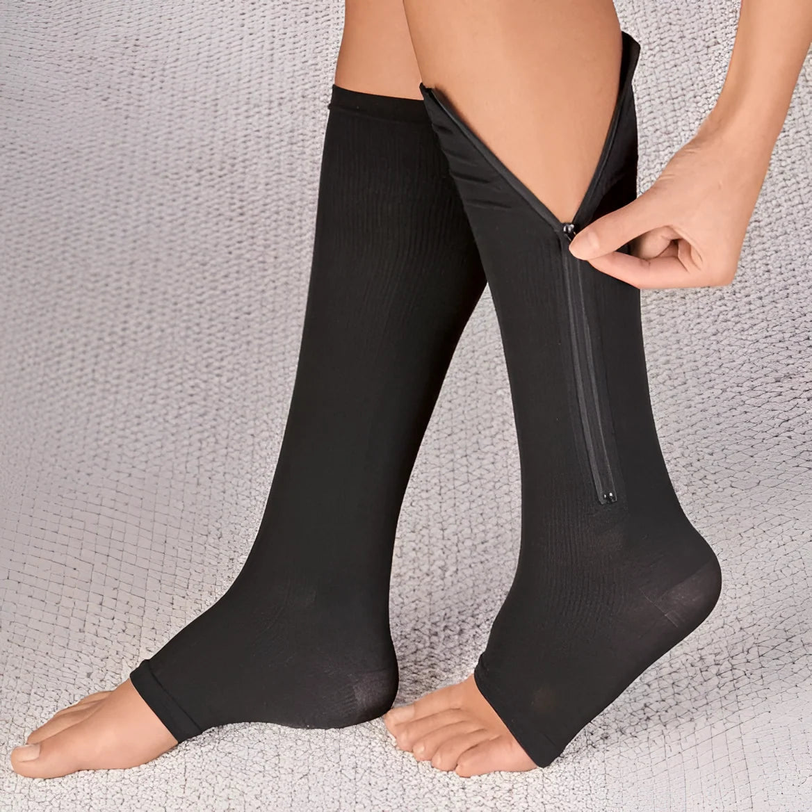 Compression Socks | Zippered Graduated 20–30 mmHg | Open Toe
